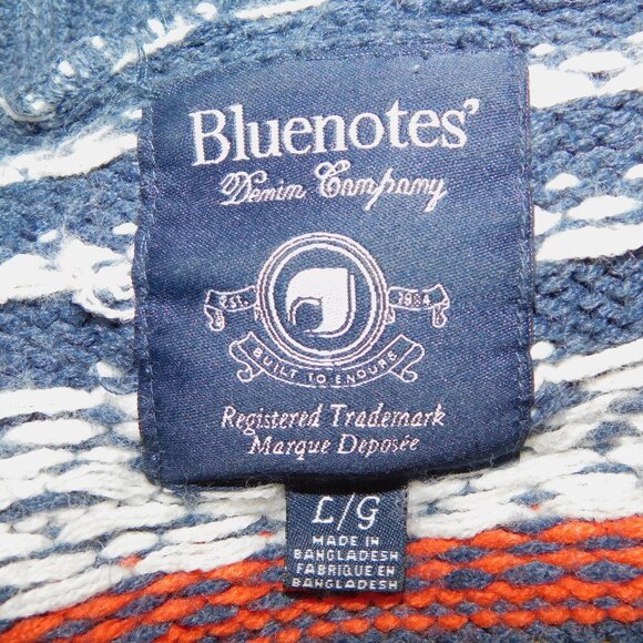 Bluenotes L Shawl Collar Gray orange Yellow White Double Button Cardigan Sweater - Picture 5 of 11